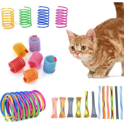 6pcs Funny Spring Line Tube Pet Cat Toy Environmental Protection Lovely Interesting Kitten Chasing Teasing Interactive Toys