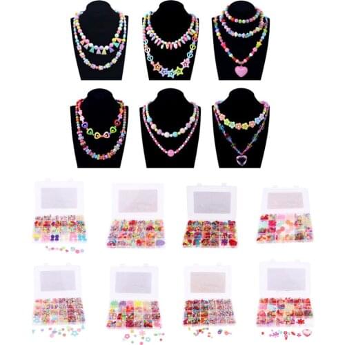 8 Styles Colorful Acrylic Beads Set with Box Toy for Jewelry Making DIY Bracelets Necklaces Educational Toys
