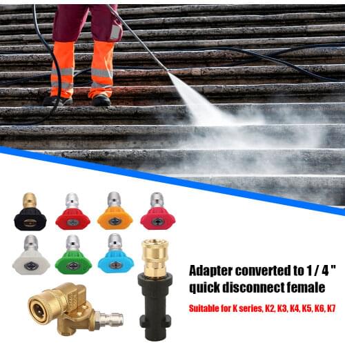 Car Pressure Washer Gun Adapter + 5-Angle Pivoting Coupler + 7 Nozzles Tips for Karcher K2 K3 K4 K5 K6 K7 Accessories Parts