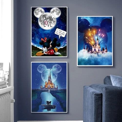 5D DIY Diamond Painting Disney Castle Artwork Cartoon Castle Diamond Embroidery Wall Art Picture for Living Home Decor Gift