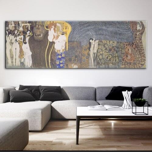 Beethoven Frieze Canvas Art Wall Paintings For Living Room Gustav Klimt Kiss Classical Wall Art Prints For Bedroom Wall Cuadros