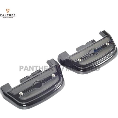 Black LED Motorcycle Rear Passenger Footboard Lights Case for Harley Touring Trike Softail 1984-2018