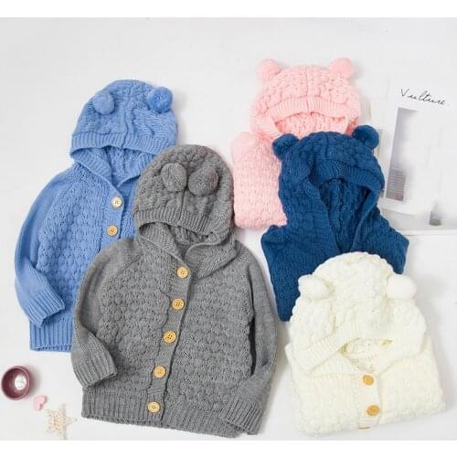 Kids Clothes Newborn Infant Baby Girl Boy Winter Outerwear Jacket Warm Coat Knit Outwear Hooded Sweater Children Clothing