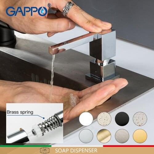 GAPPO Liquid Soap Dispenser Brass Kitchen Soap Dispensers Square Counter top Dispenser
