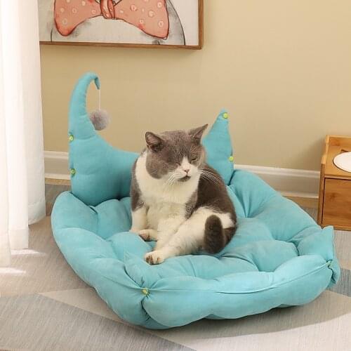 Pet Sofa Lounger Bed Pad, 2 in 1 Convertible Soft Cat Bed For Indoor Cats or Dogs Warm Comfy Pet Nest Pads