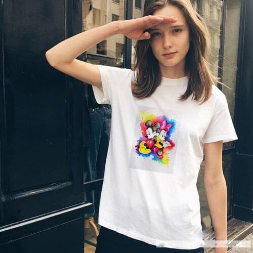 Mickey Minnie Couple T Shirts Fashion Harajuku Tops Streetwear Women T-Shirt Dropship