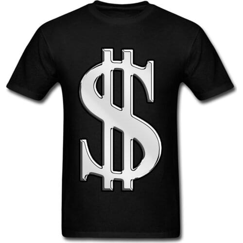 Hipster Streetwear Tee Shirt Men 3D T-shirt Cash Dollar Sign Tops T Shirts Cotton Clothes Funky Hip Hop Tshirts Plain Black