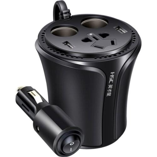 HSC-108A Car Power Inverter Multifunction Cup Shape Car Charger 3.1A Cigarette Lighter Socket Splitter With Independent Switch