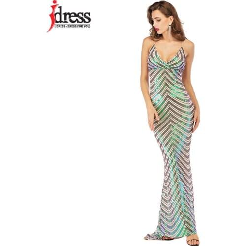 IDress Candy Color New Style Evening Mermaid Evening Gown with Sexy Crossed Strap Backless Party Vestidos De Fiesta De Noche