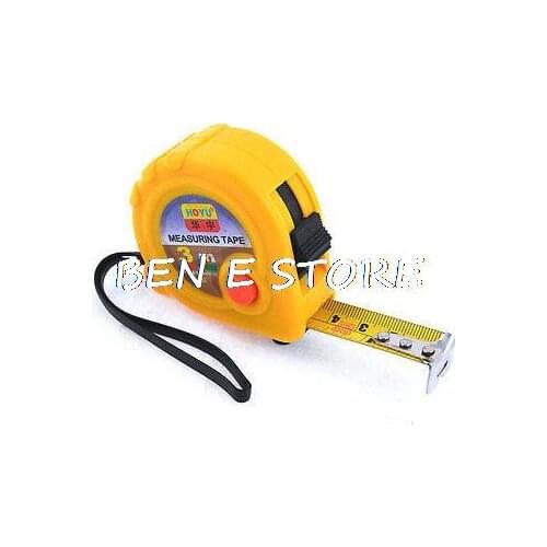 Faux Leather Handle Belt Clip 3M Flexible Steel Measuring Tape Tapeline Yellow