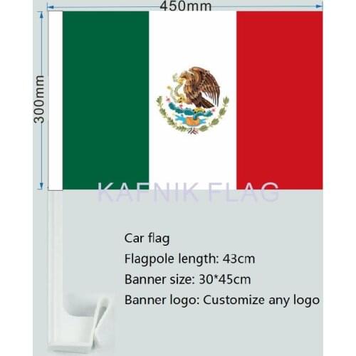 KAFNIK,30x45CM Mexico window Car flag polyester Car decoration with flagpole Free Shipping