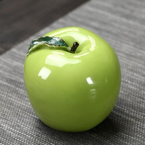 Ceramics Tea tank Green apple Travel Portable Simulation Sealed tea storage tanks Mini fruit decoration