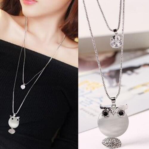 Korean Fashion Cartoon Fish Multi-layer Long Necklace 2020 Crystal Necklaces & Pendants For Women Anniversary Gift Sweater Chain