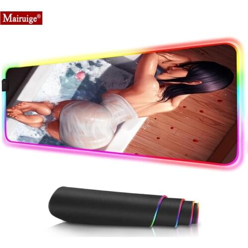 Anime Big Ass Hips Girl LED Mousepad RGB Sexy Breasts Glow Colorful Gamer Mouse Pad 900x400mm XXL Gaing Mouse Mat Case Cs Go