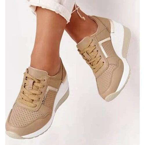 Lucyever Breathable Mesh Women Sneakers Shoes Casual Lace-Up Wedges Sports Shoes Female Comfy Platform Womens Vulcanized Shoes