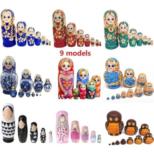 9 models 5/7/10 Layers/Set Matryoshka Wooden Russian Nesting Doll Desktop Decor Children Christmas Gifts Educational Toys