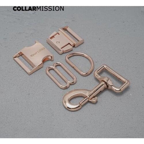 Metal buckle+adjust buckle+D ring+metal dog clasp/set)DIY engraved dog collar rose gold 30mm webbing sewing parts high quality