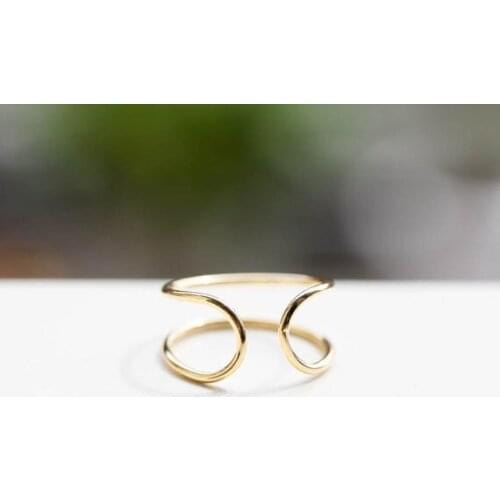 Fashion Trendy double loop ring,opening arc rings, round ring wholesale