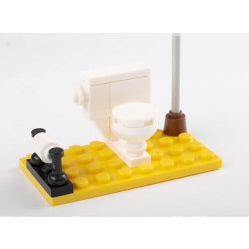 Garden City DIY Toilet Bathroom Model Brick Mini Toy Accessories Building Block Assemble Children Toy