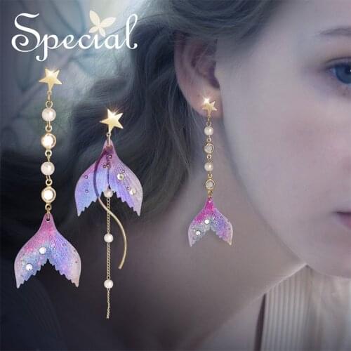 SPECIAL earrings earrings earrings marine asymmetric niche design stranded mermaid 2021 new waveS2690E