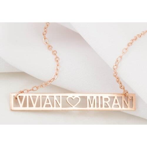 2020 Any Personalized Name Necklaces Bar Shape Hollow Name Emb Fascinating Pendant Custom Name Necklace Personalized Jewelry