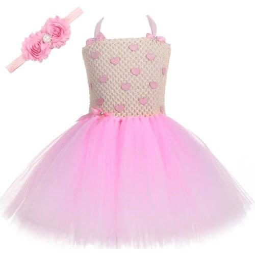 Sweet Love Heart Dress Girl Valentine Costumes Toddler Kids Tutu Dresses for Girls Princess Clothes Valentines Day Gift Outfit