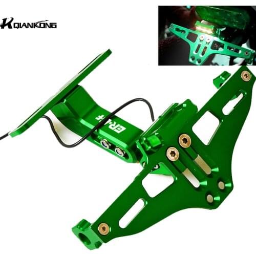 With ER6F LOGO Motorcycle Adjustable License Plate Bracket Holder Frame Number Plate For Kawasaki ER6F ER-6F 2005 2006 2007 2008