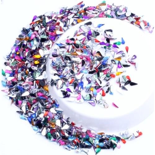 Mixed 2*4mm Water Drop 1200pcs Nail Art Rhinestones DIY Non Hotfix Flatback Acrylic Nail Stones Gems For 3D Nails Art Decoration