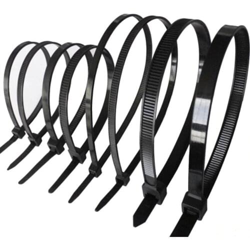 Wire zip tie 250Pcs/pack 3*250mm width 2.8mm black color Factory Standard self-locking Plastic nylon cable ties