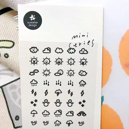 Suatelier Weather Mark Diary Stickes Scrapbooking Material Junk Journal Decortive PET Mini Hobby Nail DIY Craft Korea Origin