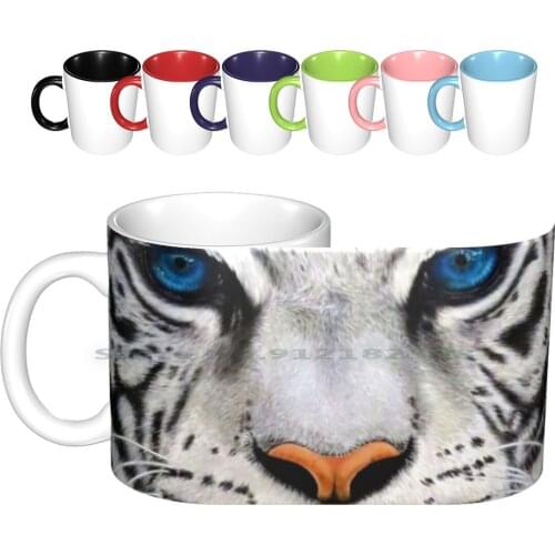 Existence Ceramic Mugs Coffee Cups Milk Tea Mug Bengal Tiger Animal Black And White Tiger Wildlife Angieo Angela Osorio Blue
