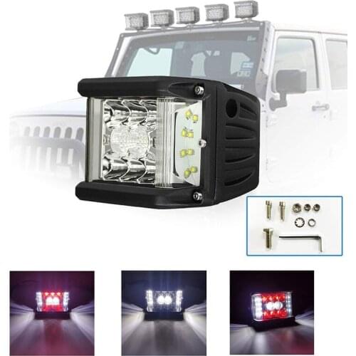 Led Pods Strobe Light 4 Inch 60W Cube Side Shooter Pods Off Road Light Pods Dual Row Work Light Bar Waterproof Driving Fog Light