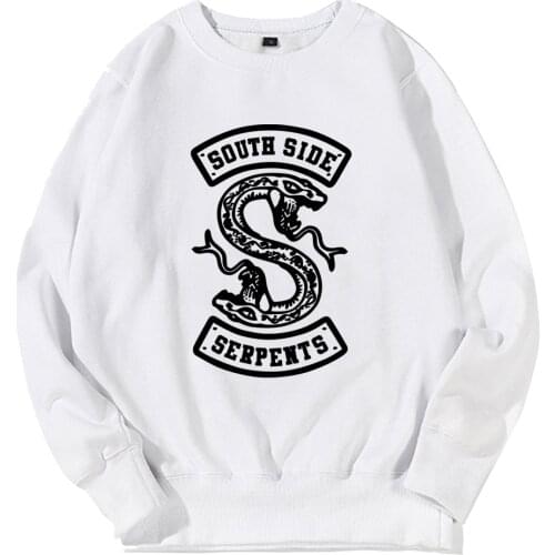 Girl Woman Women Crew Neck Sweatshirt Snake Riverdale South Side Serpents Black White Teenager Pullover Fleece ZIIART