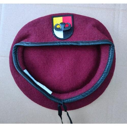 Tomwang2012 US Army 3th Airborne Special Forces Group Wool Red Beret AIRBORNE PARATROOPER PARACHUTIST JUMP BADGE Military Hat