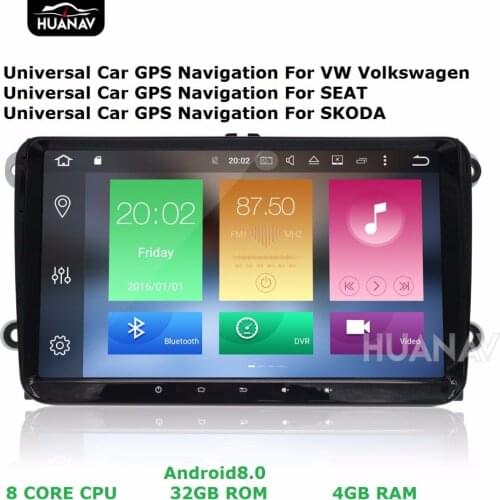 Universal Car GPS navigation for polo golf passat tiguan for SKODA for SEAT TWO DIN stereo unit 8 core Android8.0 9" HD Screen