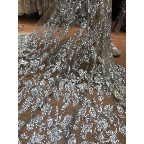 On stock J-566824 embroidery tulle mesh lace fabric with sequins for wedding free shipping 5 yards