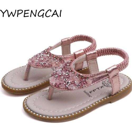 YWPENGCAI 2020 Summer Children Flip-flop Sandals Toddler Girl Sandals Gladiator Style Sequins Rhinestone Girls Sandals