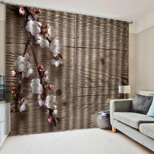 Custom curtains Natural plank flowers Digital Photo Printing Blackout 3D Curtains for Living Room Bedding Room Hotel