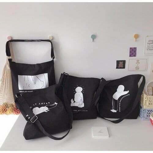 Hylhexyr Women Versatile Handbag Cross Body Canvas Totes Adjustable Shoulder Strap Messenger Bag Leisure Student Schoolbag Black