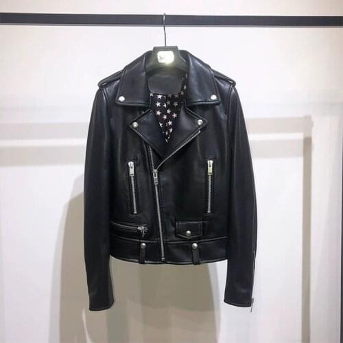 Women Spring Clothes Short Jacket Lady New Zealand Imports Real Sheepskin Coat Star-Patterned Inner Slim Style S-P-L