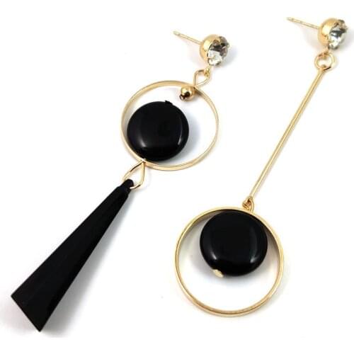 Korean Asymmetric Circle Earring for Woman Girl Crystal Geometric Earrings Fashion Charm Trendy Jewelry Gift
