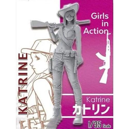 1/35 Resin Model Figure GK，Katrine，GIRLS in ACTION， Unassembled and unpainted kit