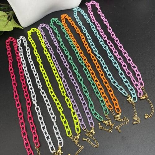 10pcs/lot 18inches Brass Colorful Chain Necklace Cuban Chain Necklace Wholesale