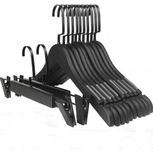 5Pcs Lot Black Solid Wood Hanger Non-slip Wardrobe Wooden Clothes Rack Mens And Womens Childrens Wear