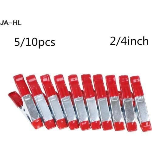 5/10pcs 2/4inch Mini Metal Heavy Duty Spring Clamps Crocodile Clip Red Plastic Tips Tool Clips Grip Holder DIY Hand Tools