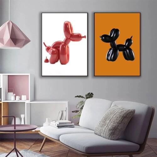 Abstract Funny Balloon Dog Canvas Painting Pop Art Posters and Prints Print Mural Modern Home Bathroom Toilet Wall Decor Cuadros