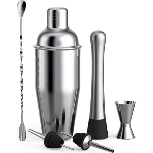 Bartender Kit 6-Piece Cocktail Shaker Set Home DIY Suit Appropriate for Mixed Drinks Martini Bar Tool Stainless Steel
