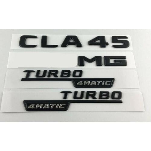 Black CLA45 for AMG TURBO 4MATIC Trunk Fender Badges Emblems for Mercedes