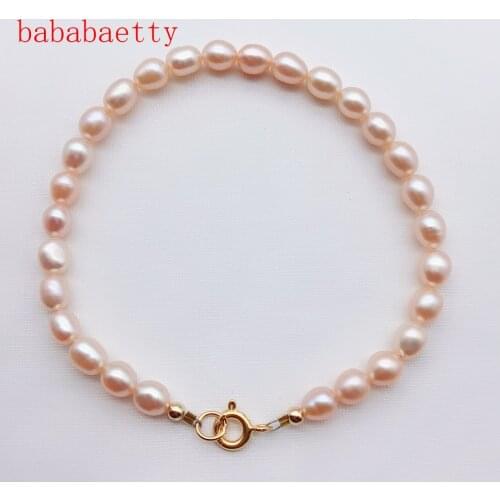 Wholesales New fashion Real natural freshwater pearl AA 5-6MM Rice shape black pink purple bracelet 925 sterling silver clasp