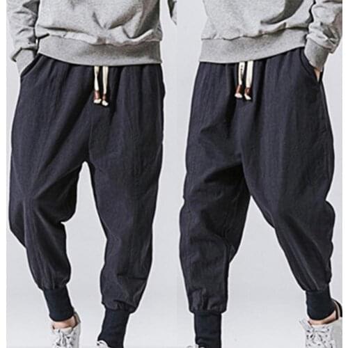 Pants Casual Harem Pants Loose Sweatpants Trousers pantalons homme Harem Pants Baggy Drawstring Men Drop-crotch Pockets Trousers